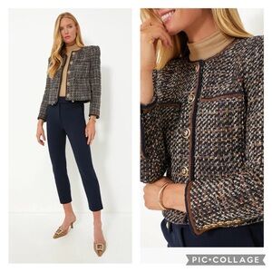 VERONICA BEARD | Lars Tweed Jacket Gold Crest Buttons Navy Multi Size 4